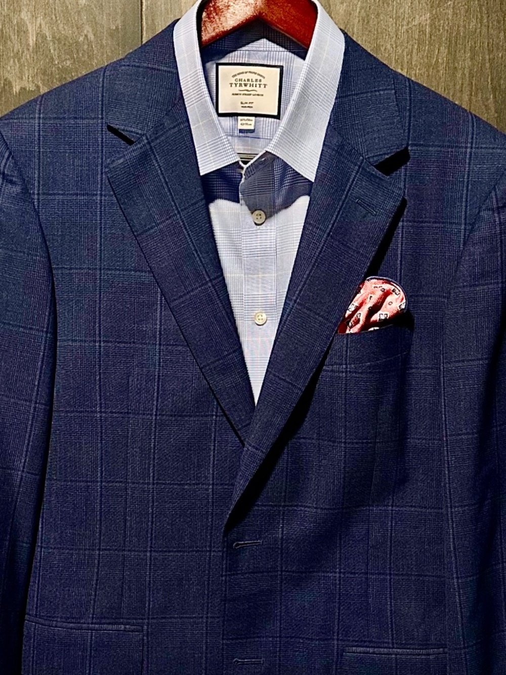 Canali 1934 Impeccabile Wool Classic Fit Navy Blue Tonal Plaid Suit Jacket 40R